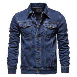 2021 new style denim jacket men's casual solid color lapel single-breasted denim jacket men's slim fit high-quality men's jacket