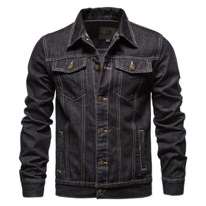 2021 new style denim jacket men's casual solid color lapel single-breasted denim jacket men's slim fit high-quality men's jacket