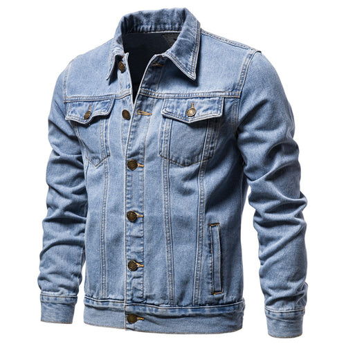 2021 new style denim jacket men's casual solid color lapel single-breasted denim jacket men's slim fit high-quality men's jacket