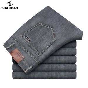 2021 spring and summer men's lightweight straight stretch jeans classic brand pocket embroidery youth casual denim jeans