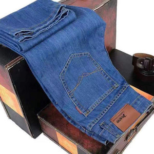 2021NEW Men's Fashion Business Jeans Classic Style Casual Stretch Slim Jean Pants Male Brand Denim Trousers Black Blue
