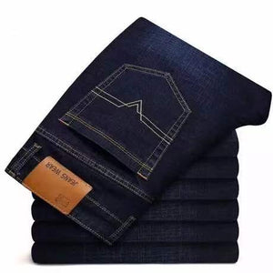 2021NEW Men's Fashion Business Jeans Classic Style Casual Stretch Slim Jean Pants Male Brand Denim Trousers Black Blue