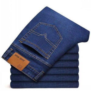 2021NEW Men's Fashion Business Jeans Classic Style Casual Stretch Slim Jean Pants Male Brand Denim Trousers Black Blue