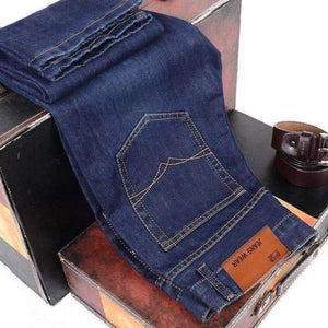 2021NEW Men's Fashion Business Jeans Classic Style Casual Stretch Slim Jean Pants Male Brand Denim Trousers Black Blue
