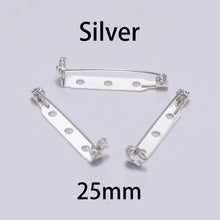 Load image into Gallery viewer, 20pcs 20 25 32mm Plated Brooch Clip Base Pins Blank Safe Lock Brooch Pin Base For DIY Jewelry Making Clothing Findings Wholesale