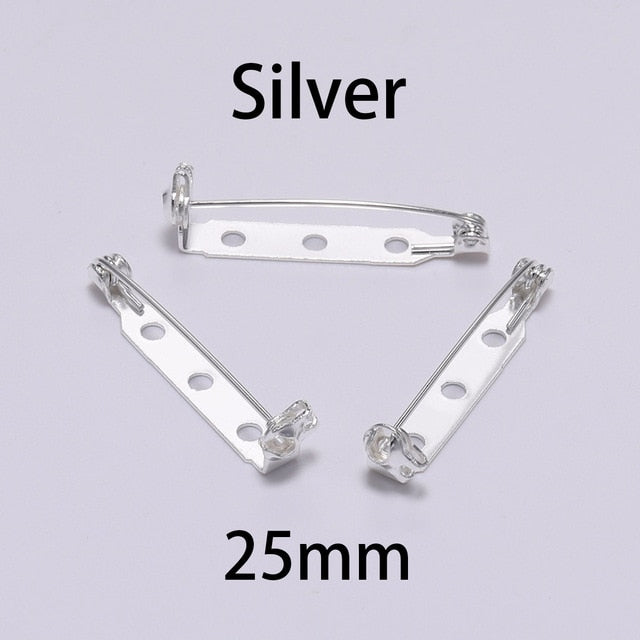 20pcs 20 25 32mm Plated Brooch Clip Base Pins Blank Safe Lock Brooch Pin Base For DIY Jewelry Making Clothing Findings Wholesale