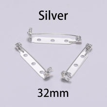 Load image into Gallery viewer, 20pcs 20 25 32mm Plated Brooch Clip Base Pins Blank Safe Lock Brooch Pin Base For DIY Jewelry Making Clothing Findings Wholesale