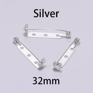 20pcs 20 25 32mm Plated Brooch Clip Base Pins Blank Safe Lock Brooch Pin Base For DIY Jewelry Making Clothing Findings Wholesale