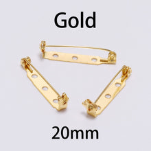 Load image into Gallery viewer, 20pcs 20 25 32mm Plated Brooch Clip Base Pins Blank Safe Lock Brooch Pin Base For DIY Jewelry Making Clothing Findings Wholesale