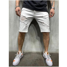 Load image into Gallery viewer, 3 Styles Ripped Summer Men&#39;s Embroidered Pocket Denim Shorts Hip-Hop Jogging 5 Cent Shorts Paint Straight Slim White Dot Jeans