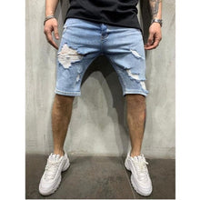 Load image into Gallery viewer, 3 Styles Ripped Summer Men&#39;s Embroidered Pocket Denim Shorts Hip-Hop Jogging 5 Cent Shorts Paint Straight Slim White Dot Jeans