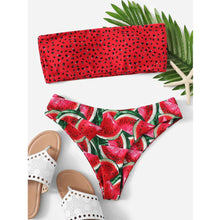 Load image into Gallery viewer, 38# Sexy Watermelon Print Bikini Women Print Tube Up Two Pieces Bikini Push-up Swimsuit Beachwear Stroje K Pielowe Damskie