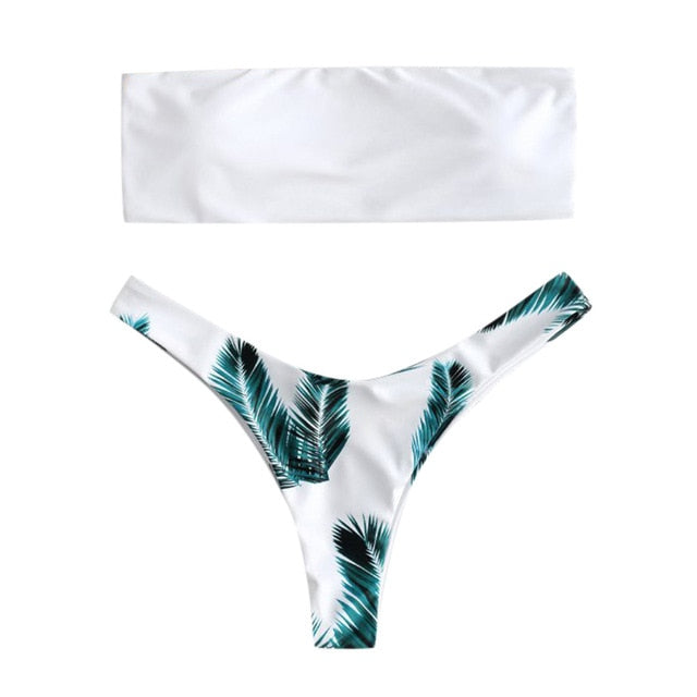 38# Tube Top Bikini Set 2020 Sexy Swimsuit Women Bikini Brazilian Thong Swimwear Female Halter Top Bathing Suit Swimming Wear