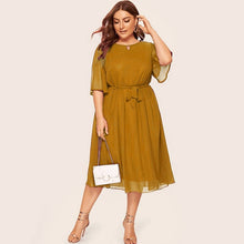 Load image into Gallery viewer, 38# Women's Dress Ladies Fashion Simple Plus Size Casual O-neck Half Sleeve Knee Long Dress Banquet Dress