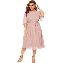 Load image into Gallery viewer, 38# Women's Dress Ladies Fashion Simple Plus Size Casual O-neck Half Sleeve Knee Long Dress Banquet Dress