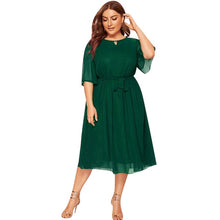 Load image into Gallery viewer, 38# Women's Dress Ladies Fashion Simple Plus Size Casual O-neck Half Sleeve Knee Long Dress Banquet Dress