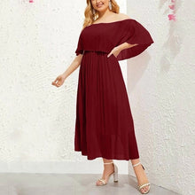 Load image into Gallery viewer, 38# Women's Dress Women Sexy Fashion Shoulder Chiffon Layered Loose Casual Solid Color Ruffle Party Casual Dress