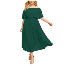 Load image into Gallery viewer, 38# Women's Dress Women Sexy Fashion Shoulder Chiffon Layered Loose Casual Solid Color Ruffle Party Casual Dress
