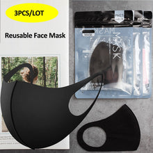 Load image into Gallery viewer, 3PCS/LOT Reusable Face Masks Anti Dust PM2.5 Washable Black Cloth Mask Mouth for Women Men Adult Fashion Mask