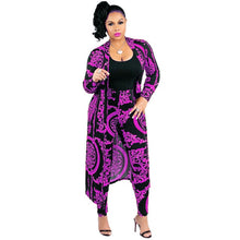 Load image into Gallery viewer, 3XL Plus Size 2 Pieces Set Sexy Autumn Fashion Women Set Female Tops Floral Print Long Sleeve Cardigan Bodycon Stripe Pants