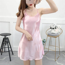 Load image into Gallery viewer, 3XL Women Nightwear Summer Nightie Sleeveless Home Dress Satin Nightdress Nightgown Sexy Sleepwear Sleepshirt Plus Size
