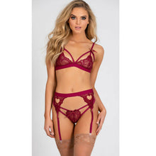 Load image into Gallery viewer, 3pcs Women Sexy  set Lace Garter stocking clip Exotic Bandage Nightwear Sheer Underwear G-string Transparent Babydolls