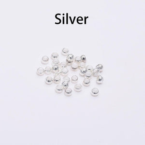 500pcs/lot Gold Silver Copper Ball Crimp End Beads Dia 2 2.5 3 mm Stopper Spacer Beads For Diy Jewelry Making Findings Supplies