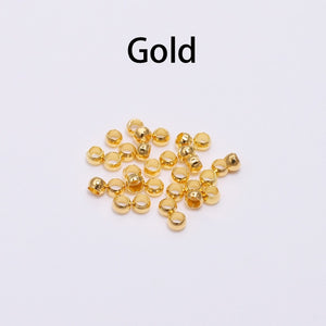 500pcs/lot Gold Silver Copper Ball Crimp End Beads Dia 2 2.5 3 mm Stopper Spacer Beads For Diy Jewelry Making Findings Supplies