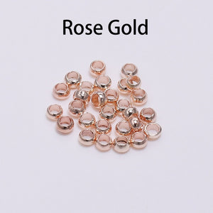 500pcs/lot Gold Silver Copper Ball Crimp End Beads Dia 2 2.5 3 mm Stopper Spacer Beads For Diy Jewelry Making Findings Supplies