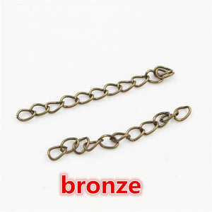 50pcs/lot 50mm 70mm 5x4mm Necklace Extension Chain Bulk Bracelet Extended Chains Tail Extender For DIY Jewelry Making Findings