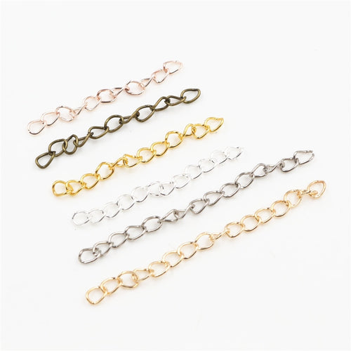 50pcs/lot 50mm 70mm 5x4mm Necklace Extension Chain Bulk Bracelet Extended Chains Tail Extender For DIY Jewelry Making Findings