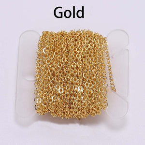 5M/lot 1.5 2.0 2.5 mm Gold Silver Bronze Oval Link Necklace Chain Bulk Brass For Jewelry Making DIY Materials Findings Supplies