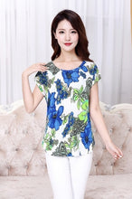 Load image into Gallery viewer, 5XL 2018 Women Ladies Clothing Tops short Sleeve printing Shirts Casual Boat anchor Blouse Silk female woman clothes plus size