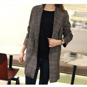 5XL Women's mid-length jacket small suit feminine 2020 Korean version of the new autumn and winter women's blazer high quality