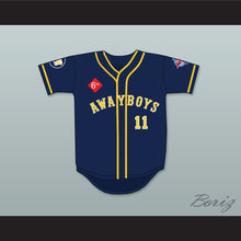 Load image into Gallery viewer, Eric Nies 11 Awayboys Baseball Jersey 6th Annual Rock N&#39; Jock Softball Challenge 1995