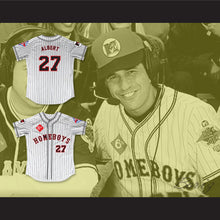 Load image into Gallery viewer, Steve Albert 27 Homeboys Pinstriped Baseball Jersey 6th Annual Rock N&#39; Jock Softball Challenge 1995