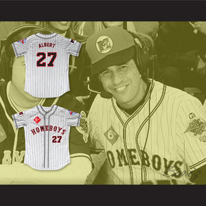 Steve Albert 27 Homeboys Pinstriped Baseball Jersey 6th Annual Rock N' Jock Softball Challenge 1995