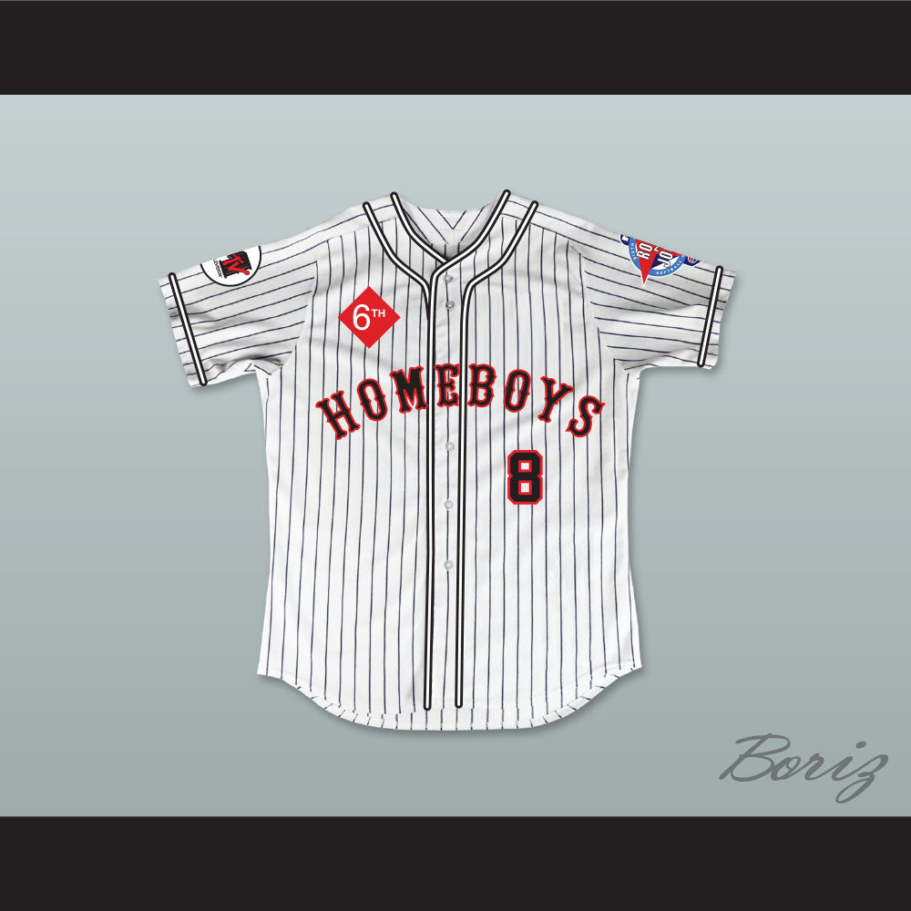 Belle 8 Homeboys Pinstriped Baseball Jersey 6th Annual Rock N' Jock Softball Challenge 1995