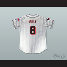 Load image into Gallery viewer, Belle 8 Homeboys Pinstriped Baseball Jersey 6th Annual Rock N&#39; Jock Softball Challenge 1995