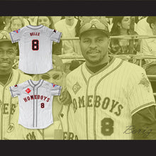 Load image into Gallery viewer, Belle 8 Homeboys Pinstriped Baseball Jersey 6th Annual Rock N&#39; Jock Softball Challenge 1995