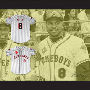 Belle 8 Homeboys Pinstriped Baseball Jersey 6th Annual Rock N' Jock Softball Challenge 1995