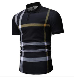 92% Cotton camisa Mn Polo Shirt 2015 Casual Striped Slim short sleeves ASIAN SIZE M-3XL