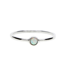 Load image into Gallery viewer, 925 Sterling Silver Elegant 3mm round opal stone bezel setting tear drop single thin dainty cute girls women ring 2019 new