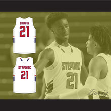 Load image into Gallery viewer, AJ Griffin 21 Archbishop Stepinac High School Crusaders White Basketball Jersey 2