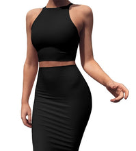 Load image into Gallery viewer, ANJAMANOR Crop Top and Skirt Two Pieces Dress Set Yellow Club Summer Outfit Sexy Clothes for Women Matching Sets D53-AZ17