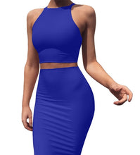 Load image into Gallery viewer, ANJAMANOR Crop Top and Skirt Two Pieces Dress Set Yellow Club Summer Outfit Sexy Clothes for Women Matching Sets D53-AZ17