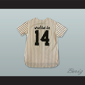 ASAP Rocky 14 Worldwide White Pinstriped Baseball Jersey