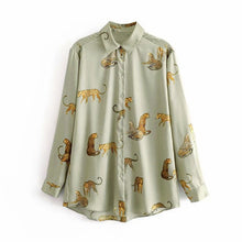 Load image into Gallery viewer, Aachoae Leopard Stylish Shirt Women Turn Down Collar Office Fashion Female Blouse Long Sleeve Plus Size Lady Tops Blusa Feminina