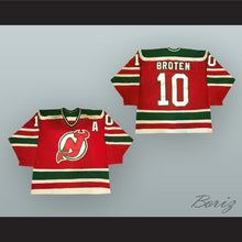 Load image into Gallery viewer, Aaron Broten 10 New Jersey Red Hockey Jersey