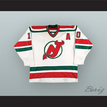 Load image into Gallery viewer, Aaron Broten 10 New Jersey White Hockey Jersey